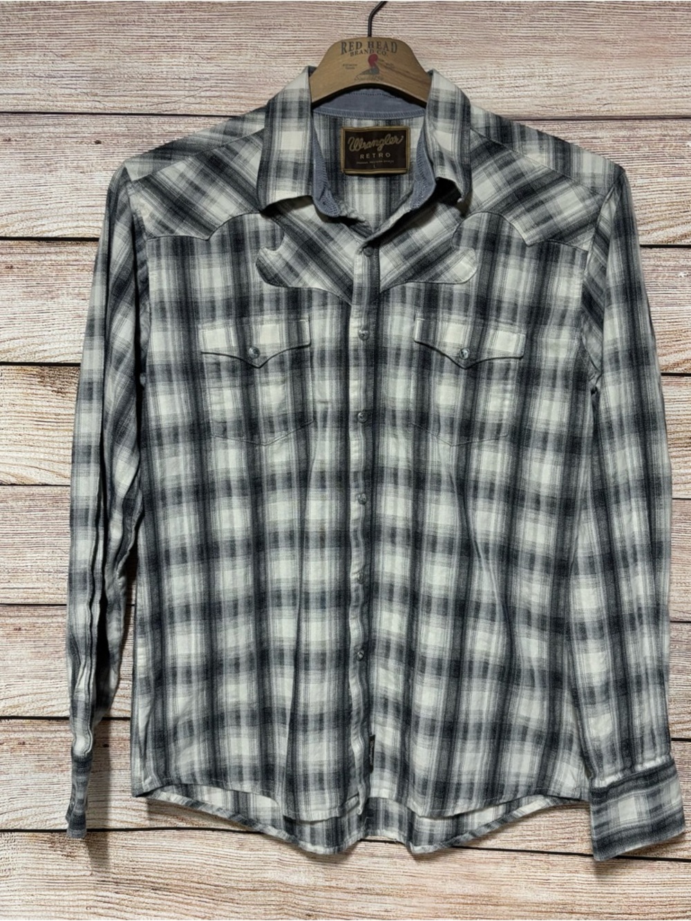 Wrangler Retro‎ Pearl Snap Plaid Western Shirt Men’s Large